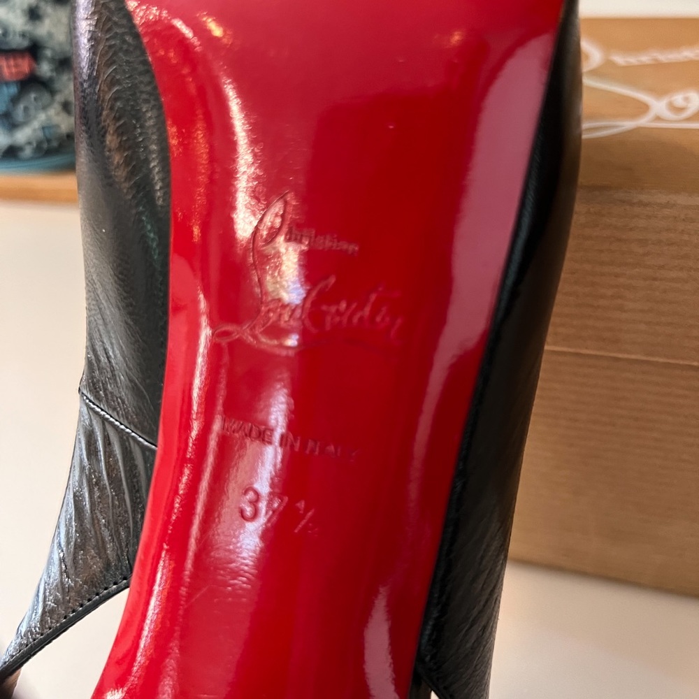Authentic EUC Christian Louboutin Private Number 120mm Slingback Peep-toe Heels - Picture 6 of 12